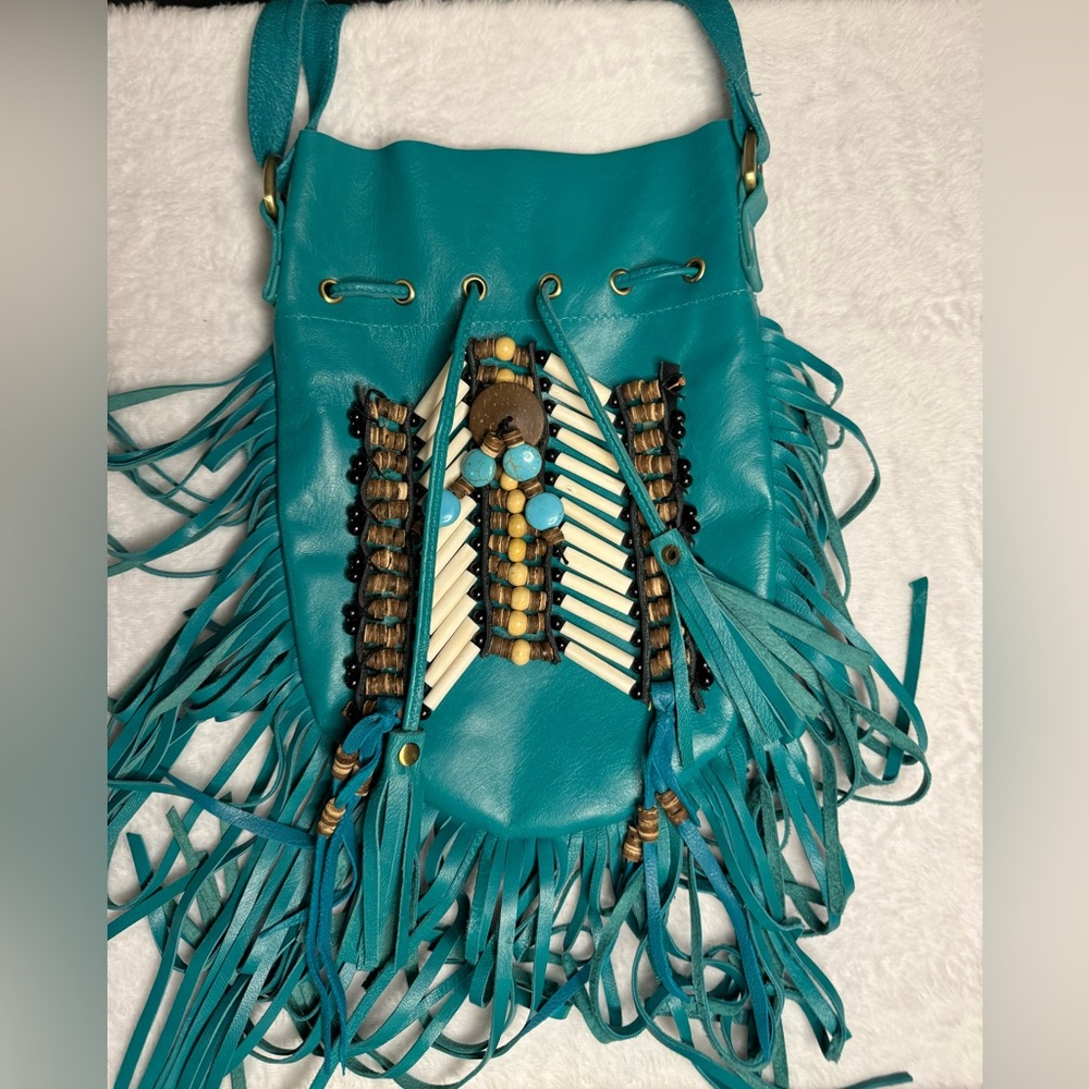 Beautiful leather and beaded bag